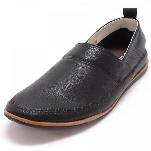 Fiesso Black Leather Loafer Shoes FI2129